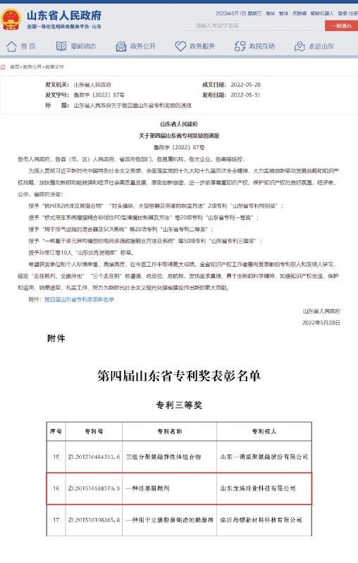 喜報｜龍港硅業又獲一項省級“硬核”獎！